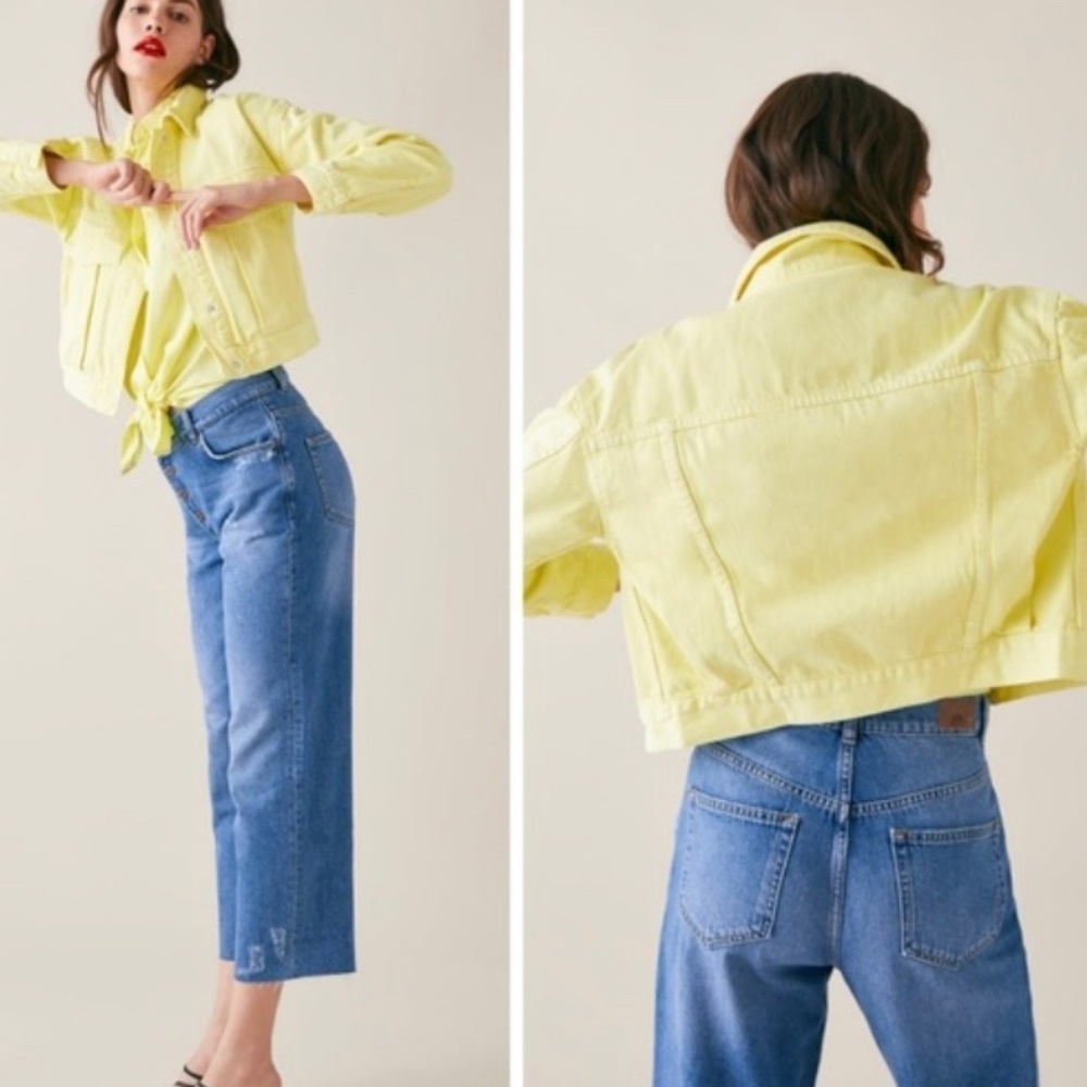 Cropped yellow denim jacket